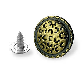 Джинсовий ґудзик з візерунком 17 мм колір антик