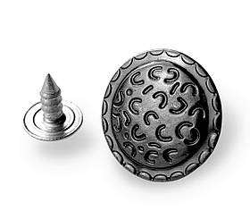 Джинсовий ґудзик з візерунком 17 мм колір темний-нікель