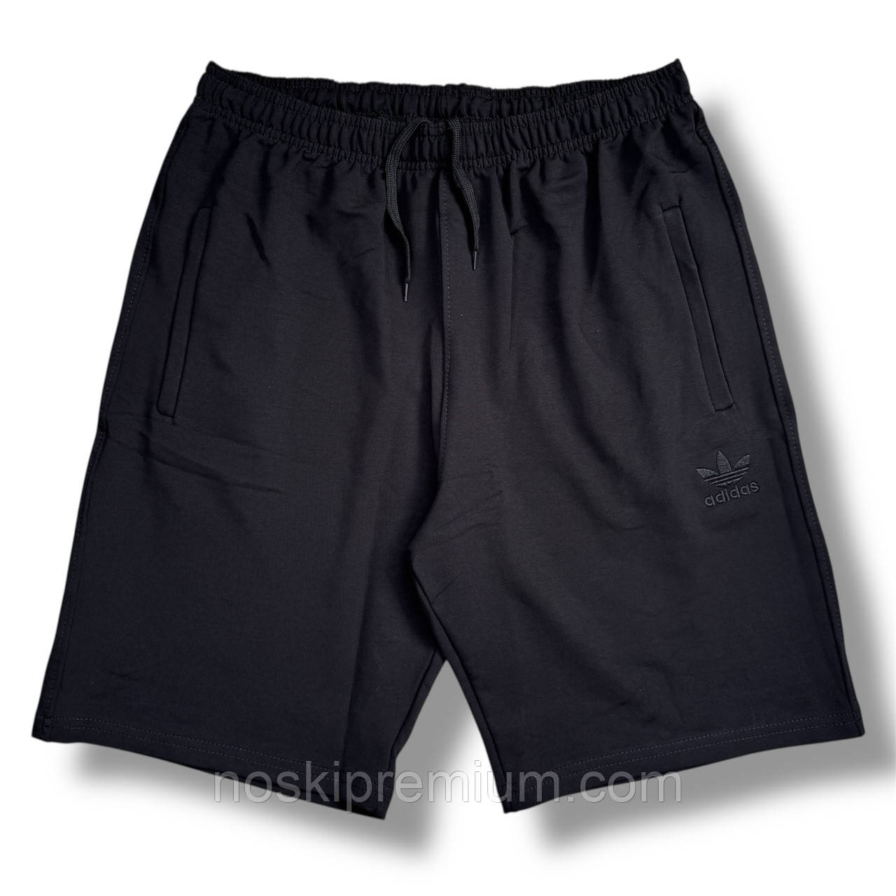 Шорти чоловічі спортивні двонитка пеньє батали Adidas, Туреччина, розміри 56-64, чорні, 011970, фото 1