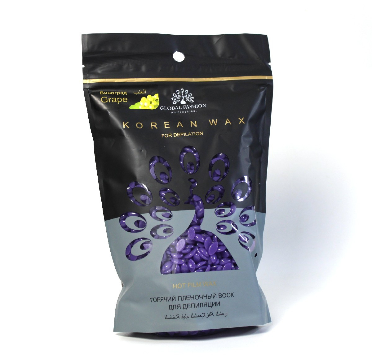 Гарячий плівковий віск у гранулах Global Fashion Korean Виноград, 500 г, фото 1