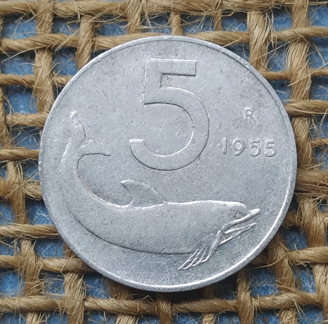 5 лiр 1955 року. Iталiя