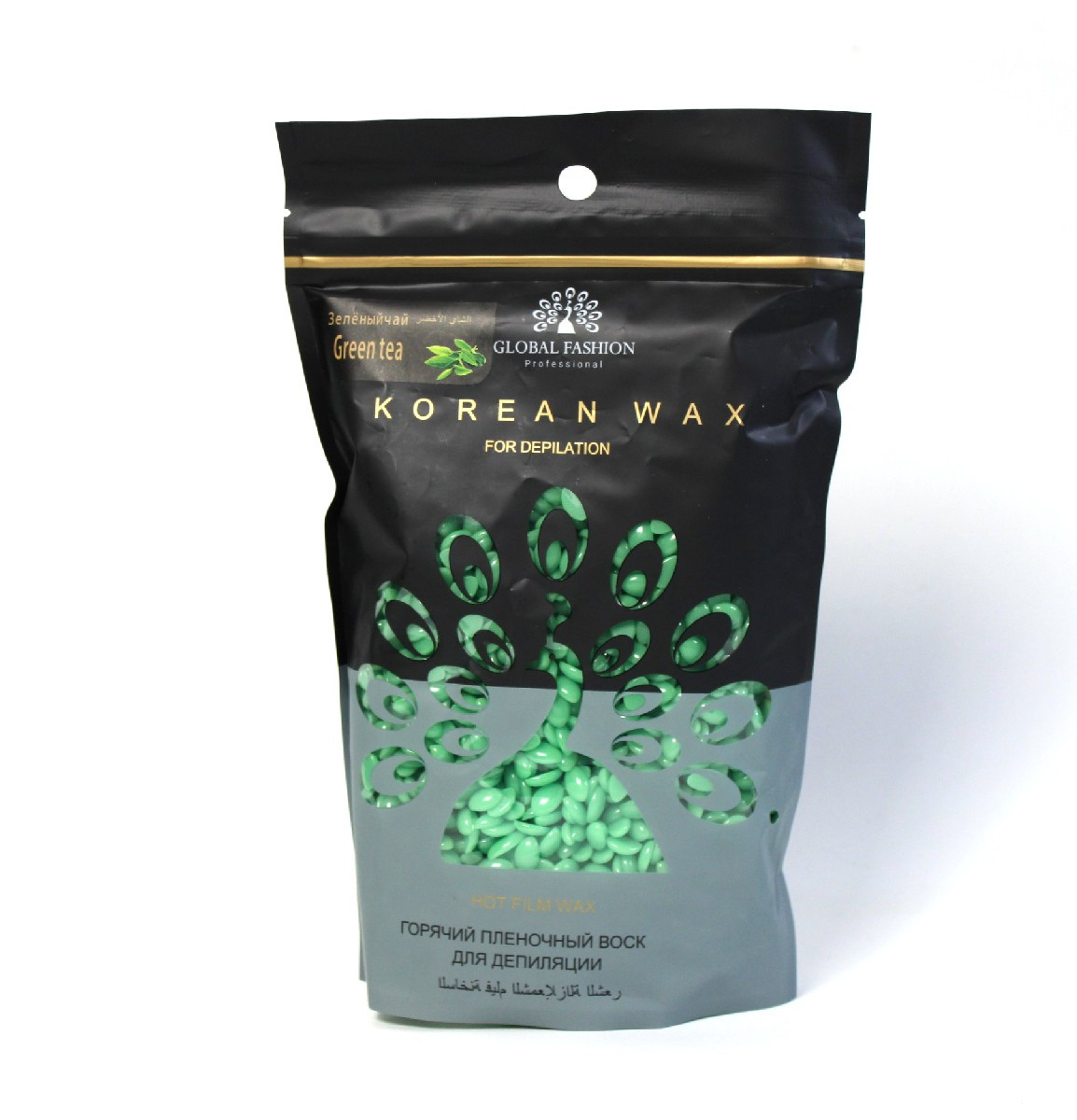 Гарячий плівковий віск у гранулах Global Fashion Korean Зелений чай, 500 г, фото 1