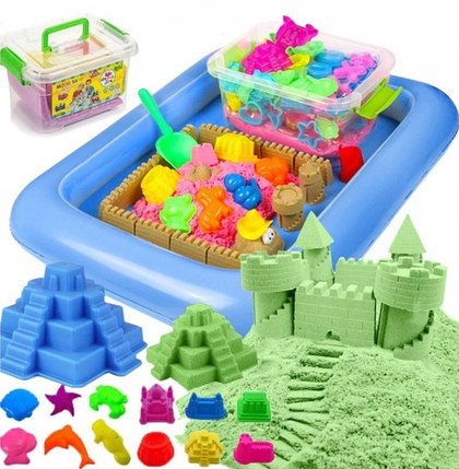 Кінетичний пісок набір із пісочницею та формочками 2 кг, фото 1