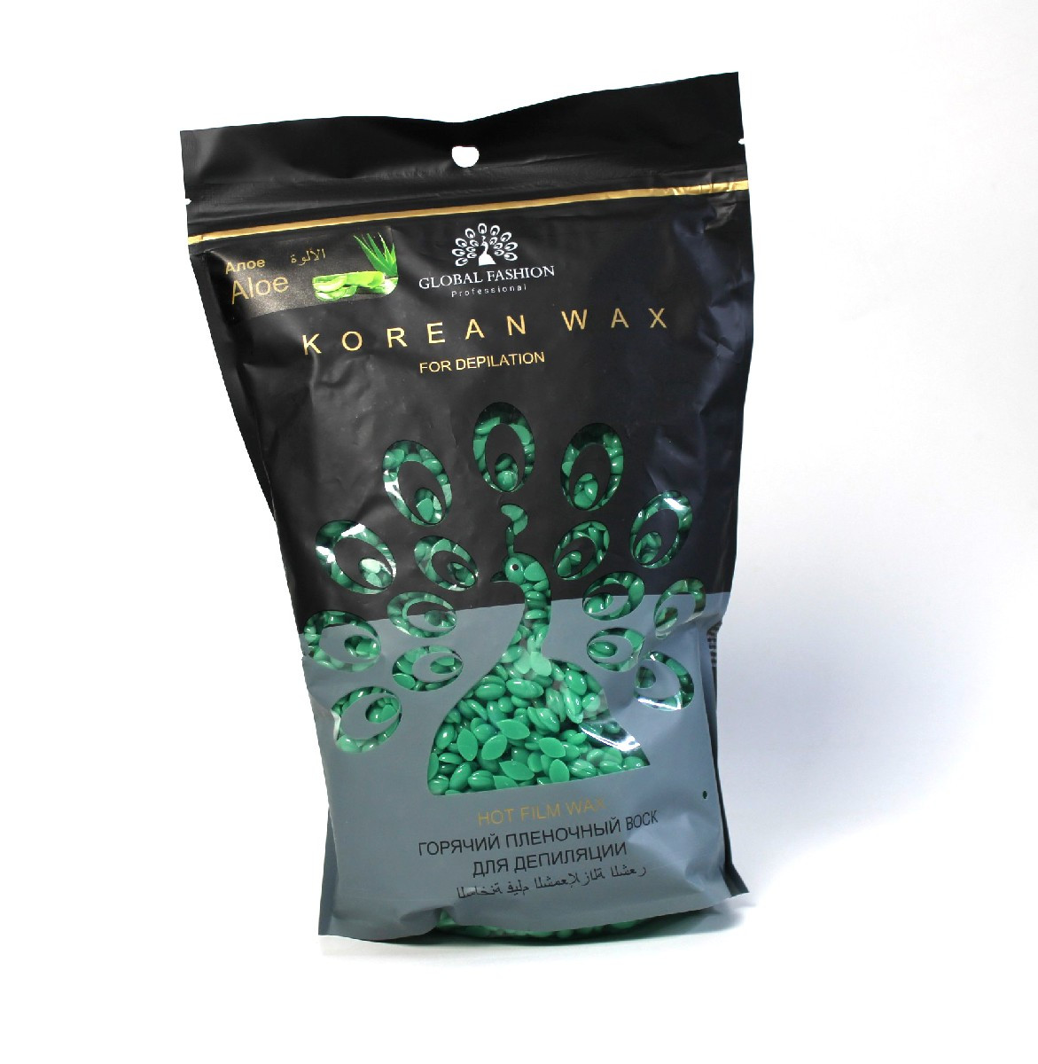 Гарячий плівковий віск у гранулах Global Fashion Korean Алое, 1000 г, фото 1