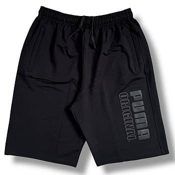 Шорти чоловічі спортивні двонитка пеньє напівбатали Puma, розміри 50-58, чорні, 013380