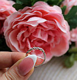 Жіноче кільце з камінням " Перекрут" , розмір 17, рожеве золото, фото 2