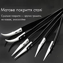 Набір із 3 керамічних пінцетів: прямий, малий і великий вигнутий
