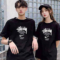 Літня футболка Nike x Stussy Black чорна футболка бавовна Туреччина лого на грудях принт Найк і Стуссі унісекс, фото 5