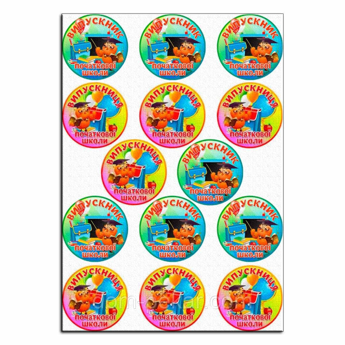 Випускник початкової школи вафельна картинка для капкейків 6 см