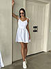 Біла жіноча легка літня сукня сарафан із фактурного льону на бретелях із зав'язками та відкритою спиною, фото 6