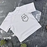 Детская футболка белая с принтом мишка в кармашке BEWARM