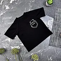 Детская футболка черная с принтом мишка в кармашке BEWARM