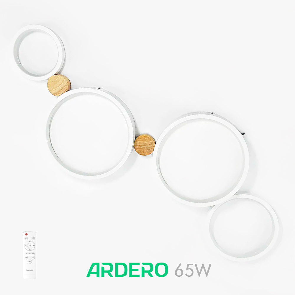 Люстра AL6194-1ARD SCANDY 65Вт біла з деревом Ardero 3000-6500К 4550Lm керована світлодіодна з пультом ДУ 750х210мм