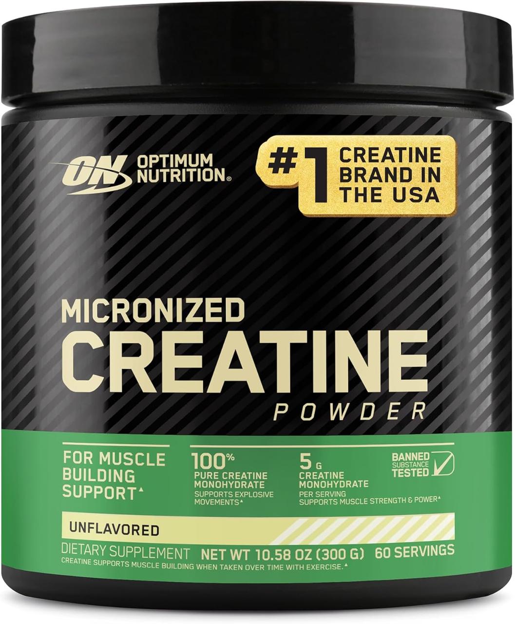 Optimum Nutrition Micronized Creatine Monohydrate Powder 60 Servings, 300 Gr