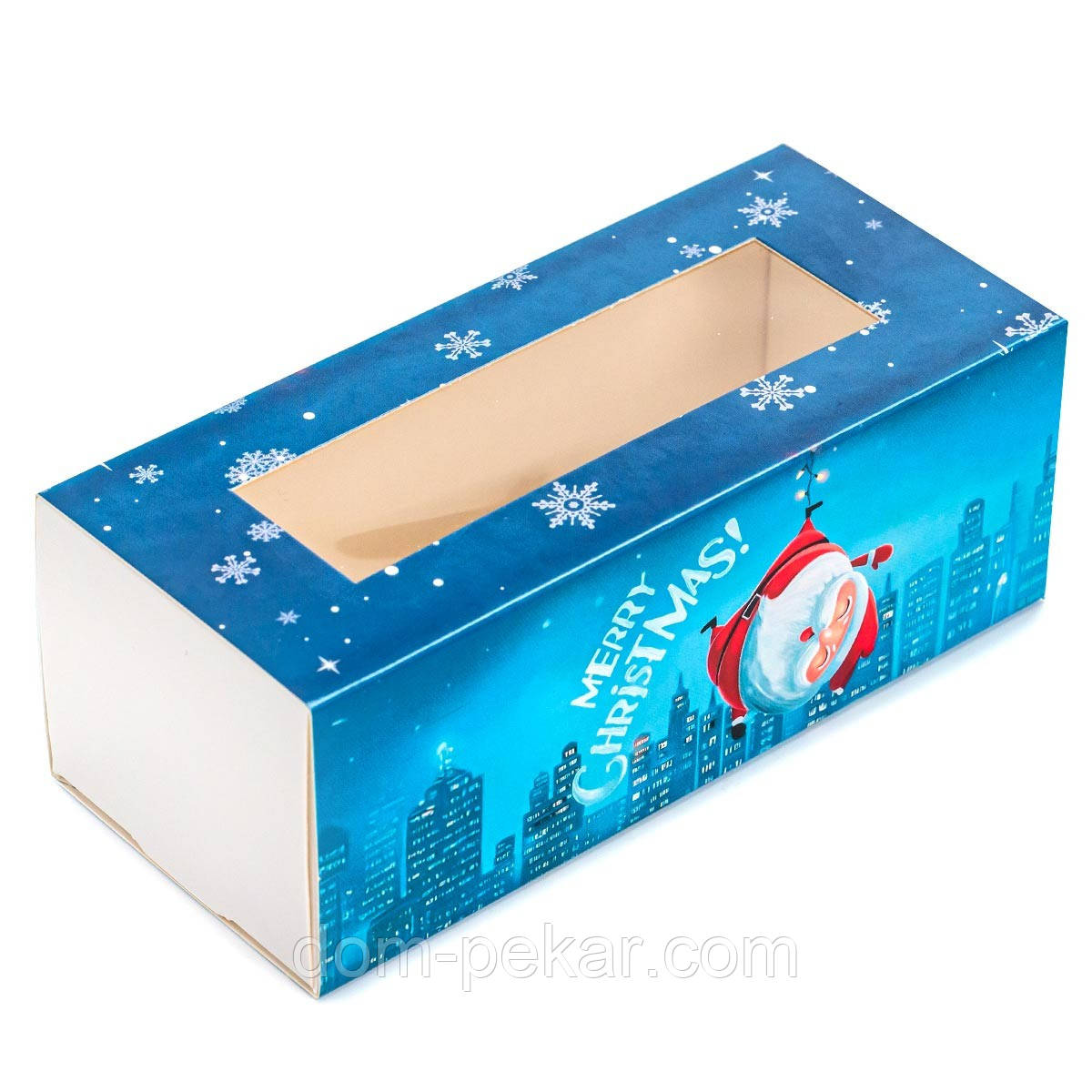 Упаковка з віконцем для макаронс, зефіру Санта 140*60*50 мм