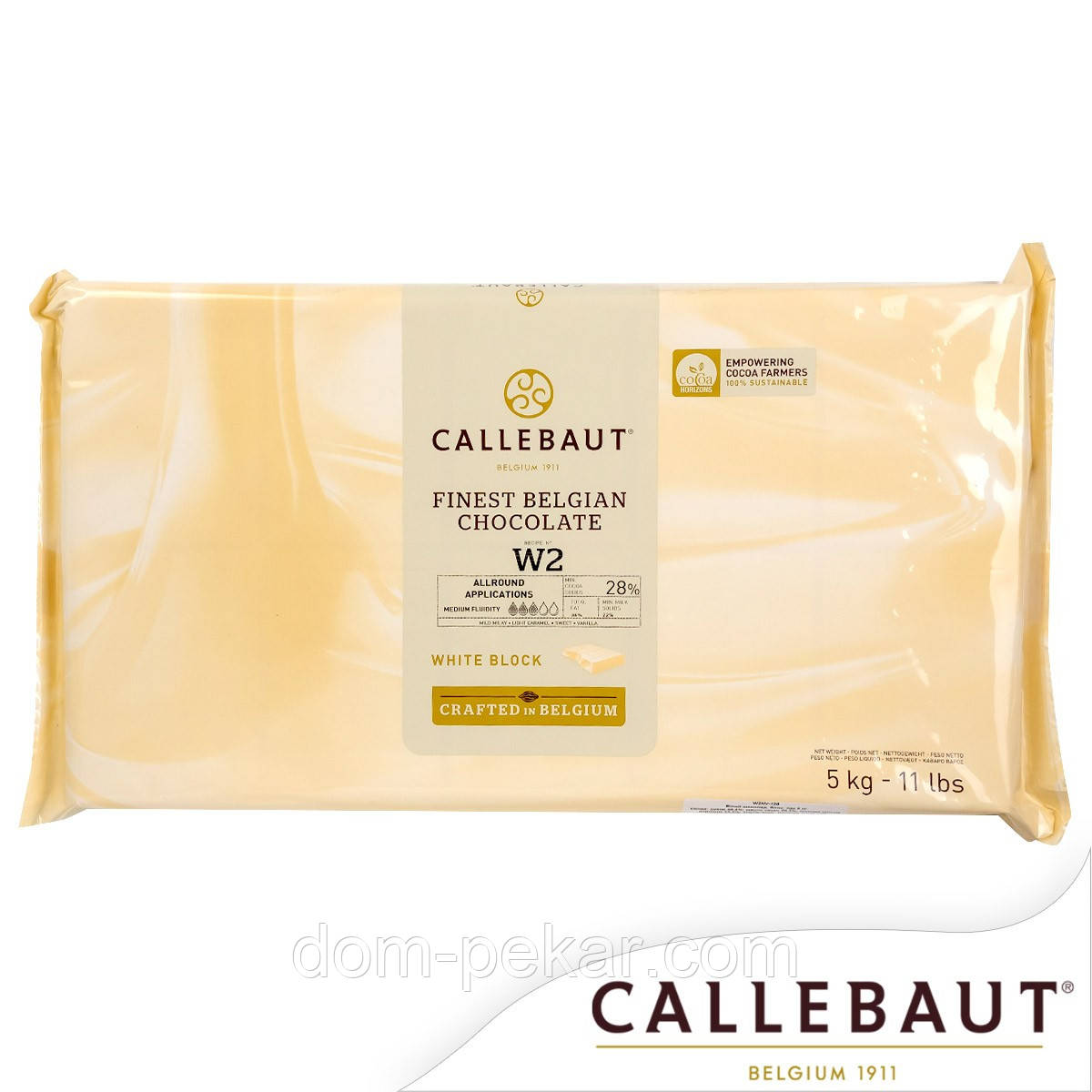 Шоколад Callebaut білий 28% блок W2NV-120, 5 кг