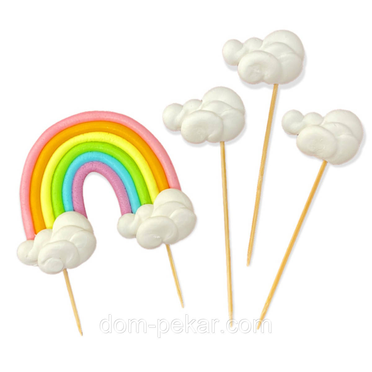 СЛАДО топери для торта Веселка з хмаринками 4 шт