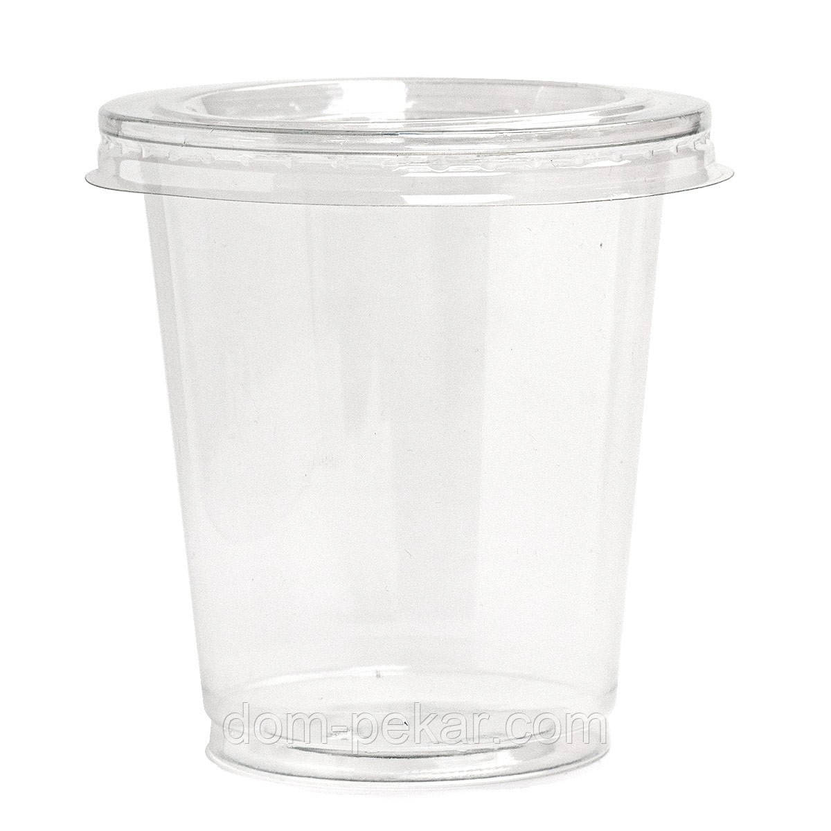 Стакан ПЕТ для десертів із плоскою кришкою 400 мл