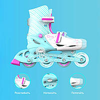 Роликові ковзани Neon Inline, розмір 30-33, бірюзовий, фото 7