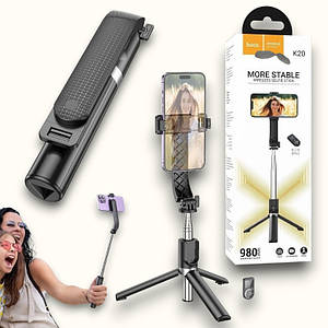 Селфі-монопод трипод Hoco K20 з Bluetooth-пультом, знімна кнопка, універсальний для Android/iOS, до 980 мм