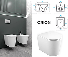 Комплект 5в1: інсталяція Geberit + безобідковий унітаз Orion білий, змив TORNADO + клавіша на вибір, фото 6