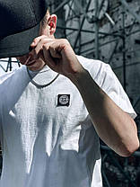 Чоловіча літня футболка Stone Island White футболка Стон Айленд Туреччина на грудях нашивка з логотипом, фото 3