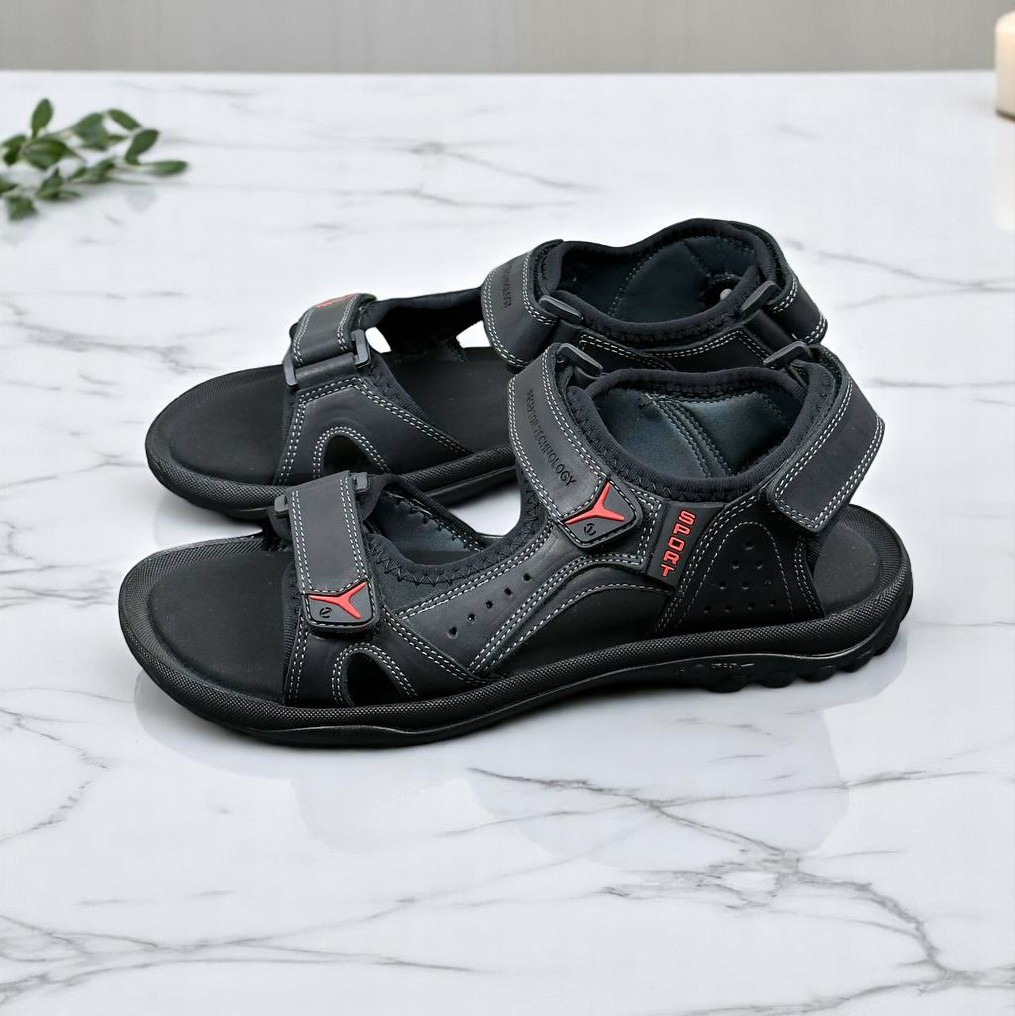 Чоловічі шкіряні сандалі (натуральна шкіра) чорні, босоніжки чоловічі на літо, сандалії розмір: 40, 41, 42, 43, 44, 45, фото 1