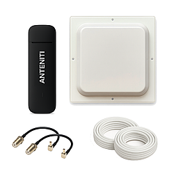 4G комплект - LTE USB модем Anteniti E3372+. Антена mimo планшетна 17дб + кабель 2 по 10м + 2 перехідники