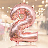 Кулька цифра 2 фольгована 32 дюйма рожеве золото, фото 2
