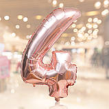 Кулька цифра 4 фольгована 32 дюйма рожеве золото, фото 2