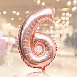 Кулька цифра 6 фольгована 32 дюйма рожеве золото, фото 2