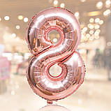 Кулька цифра 8 фольгована 32 дюйма рожеве золото, фото 2
