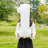 Кулька цифра 1 фольгована 32 дюйма білий, фото 3