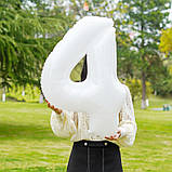 Кулька цифра 4 фольгована 32 дюйма білий, фото 3