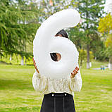 Кулька цифра 6 фольгована 32 дюйма білий, фото 3