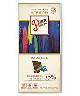 Шоколад чорний «Pure Delight» 75% какао з лохою й асай бери зі стевією 90 г STEVIASUN OST-1516