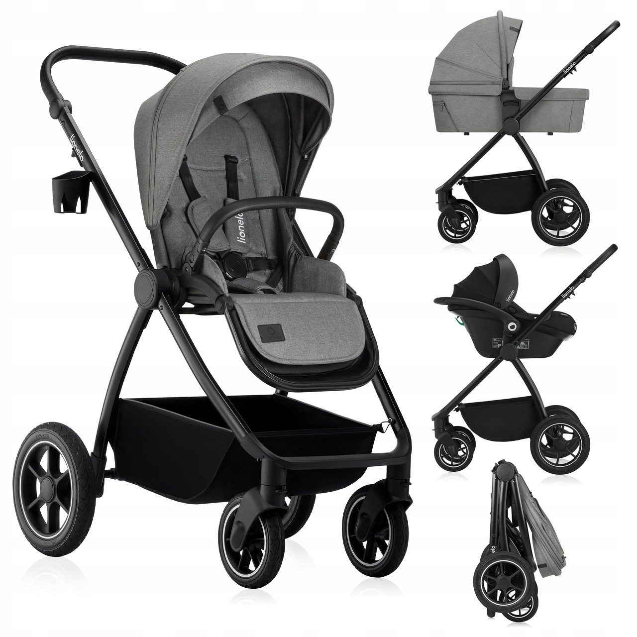 Універсальна коляска 3 в 1 Lionelo MERIL 3IN1 GREY STONE