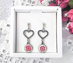 Сережки гвоздики вишиті "Ажур червоні"