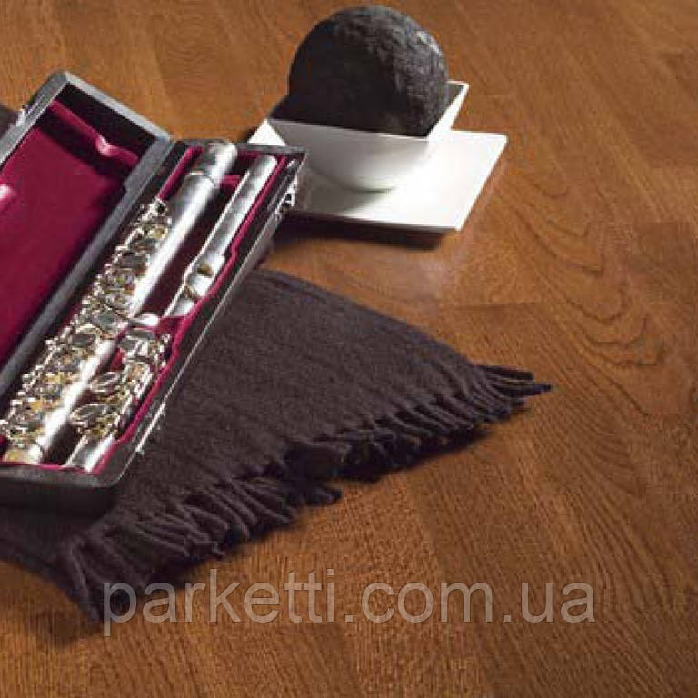 Паркетна дошка Focus Floor Дуб Poniente 3-смуговий , коньячний лак, фото 1