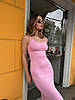 Рожева жіноча лаконічна літня облягаюча еластична сукня на бретелях з віскози по фігурі довжини максі, фото 5