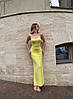 Жовта жіноча лаконічна літня облягаюча еластична сукня на бретелях з віскози по фігурі довжини максі, фото 10