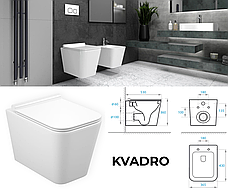 Комплект 5в1: інсталяція Geberit + безобідковий унітаз Kvadro білий, змив TORNADO + клавіша на вибір, фото 6