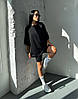 Чорний жіночий базовий літній костюм-двійка з турецького рубчика: Велосипедки та подовжена Футболка оверсайз, фото 4