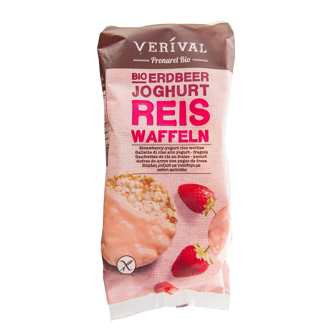 Вафлі рисові йогуртові з полуницею Verival, 100 г, фото 1