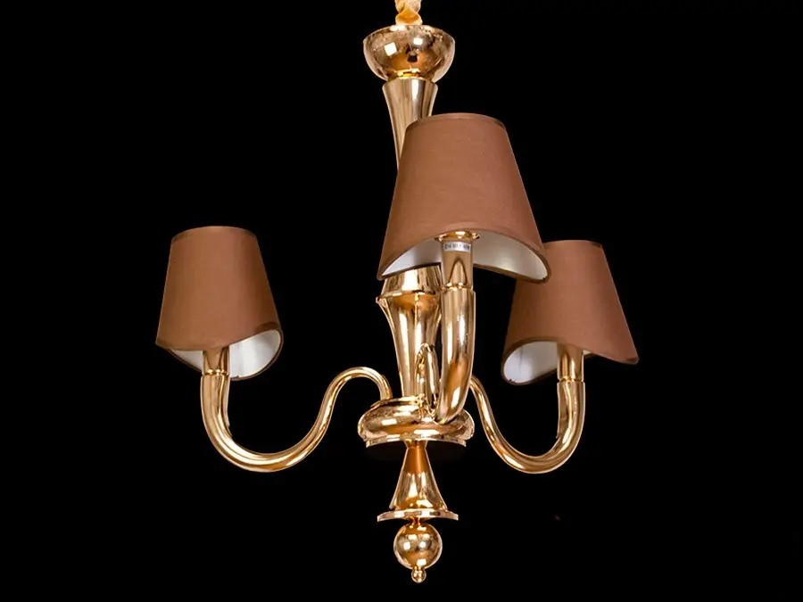 Люстра з абажурами, золотиста, фото 1