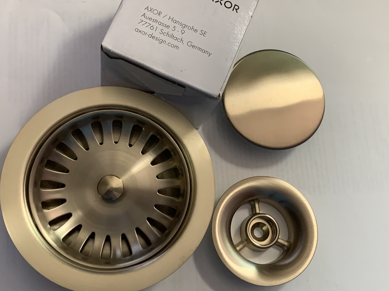 Злив до умивальника. Донний клапан для раковини, умивальника Hansgrohe Axor ventil 30373893 брашироване золото
