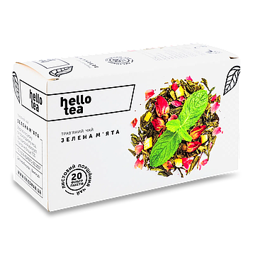 Чай Зелена м'ята пакетований Mint green Hello Tea, 20 шт