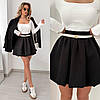 Чорна жіноча пишна коротка міні спідниця з костюмки барбі на підкладці із завищеною посадкою, фото 2