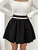 Чорна жіноча пишна коротка міні спідниця з костюмки барбі на підкладці із завищеною посадкою, фото 4