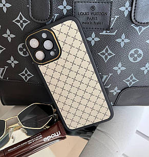 Чохол для iPhone 15 Pro Max "LV Style"в стилі Louis Vuitton чорний з золотою оправою
